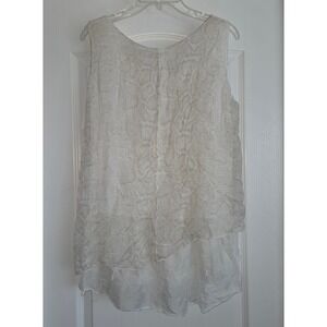 Carla Conti Silk Beige Snake Print Layered Tank Top Women's Sz 1XL‎ Lightweight